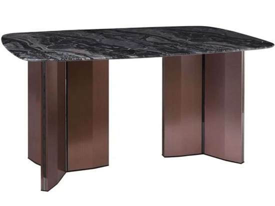 Τραπέζι Barry ΕΜ782,1 160x90x73cm Marble Black-Walnut Μέταλλο,Τεχνομάρμαρο