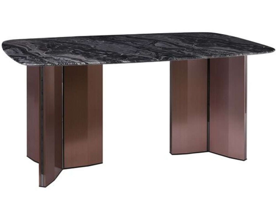 Τραπέζι Barry ΕΜ782,2 180x90x73cm Marble Black-Walnut Μέταλλο,Τεχνομάρμαρο