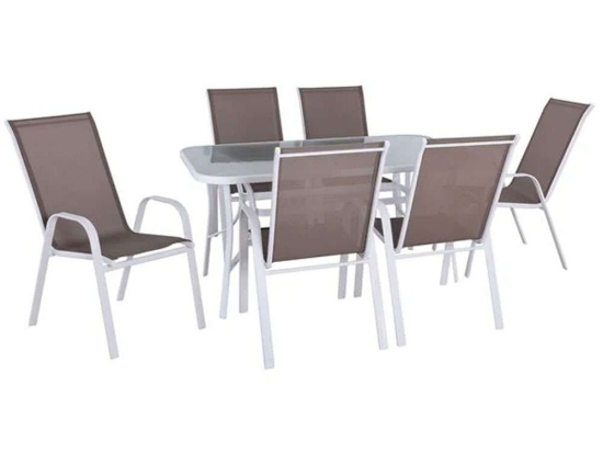 Τραπεζαρία Rio (Σετ 7Τμχ) Ε250,21L 140x80x71cm White-Cappuccino 6 Θέσεων