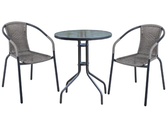 Τραπεζαρία Κήπου Baleno (Σετ 3Τμχ) Ε240,15 70x70cm/53x58x77cm Anthracite-Grey 2 Θέσεων
