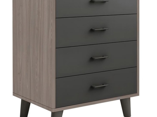 Συρταριέρα Eliot Ε7370,1 60x40x80cm Anthracite-Walnut