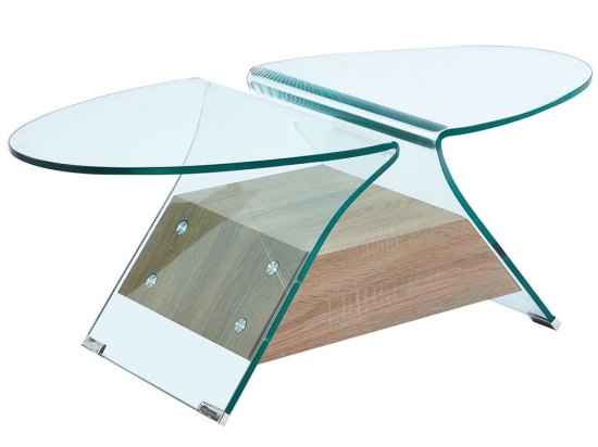Τραπεζάκι Wood-Διάφανο Glasser ΕΜ721,1 100x54x39cm Natural