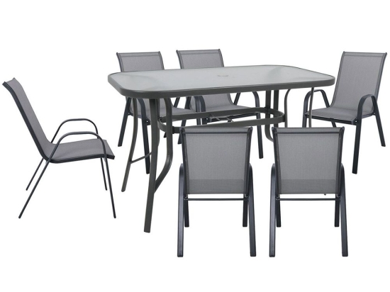 Τραπεζαρία Σετ Ριο 7Τμχ Ε250,50 160x90x71/55x74x91 Anthracite-Grey 6 Θέσεων
