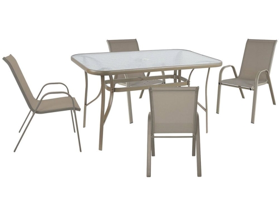 Τραπεζαρία Σετ Ριο 5Τμχ Ε250,80 120x70x71/:55x74x91 Cappuccino-Beige 4 Θέσεων
