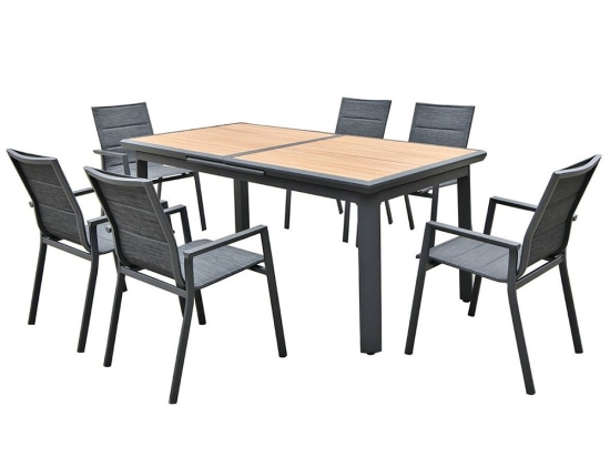 Τραπεζαρία Κήπου (Σετ 7Τμχ) Napoli Ε6729,1S Black-Walnut 6 Θέσεων
