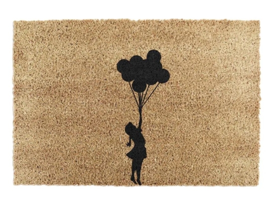 Πατάκι Εισόδου Flying Ballon Girl -AMIMG-FLYAWAY 60x40cm Natural-Black Artsy Mats 60X40