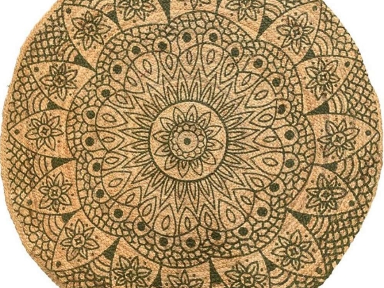 Χαλί Γιούτας Με Σχέδιο 00.02.23532 Natural-Olive Round 150X150cm Round