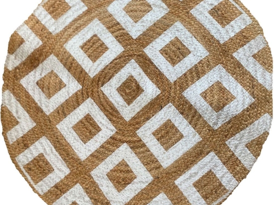 Χαλί Γιούτας Με Σχέδιο 00.02.23534 Natural-White Round 120X120cm Round