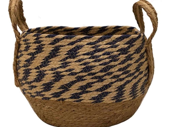 Καλάθι Με Φάσα 00.06.61089 Φ25x15cm Ψάθινο Natural-Black Ψάθα