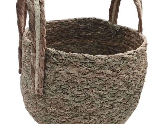Καλάθι 00.06.61181 Δίχρωμο 29x21-28cm Ψάθινο Brown Ψάθα