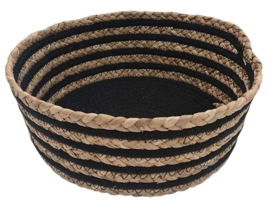 Καλάθι - Πιατέλα Ριγέ 00.06.61292 28x10,5cm Ψάθινο Natural-Black Ψάθα