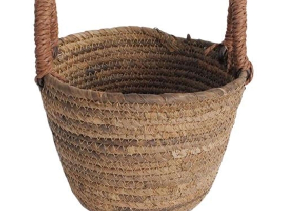 Καλάθι Από Φύλλο Μπανανιάς 00.06.61399 Φ20x15-21,5cm Ψάθινο Natural-Brown Ψάθα