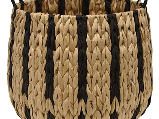 Καλάθι - Κασπώ Stripes 00.06.67471 30x29cm Ψάθινο Natural-Black Ψάθα