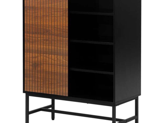 Μπουφές 0016-225-052 80x40x110cm Black-Oak Μελαμίνη,Μέταλλο