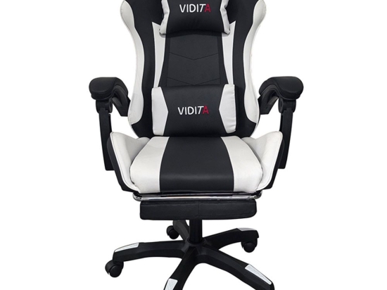 Πολυθρόνα Gaming Με Υποπόδιο A6060 01.0291 64x62x113-121cm Black-White Zita Plus