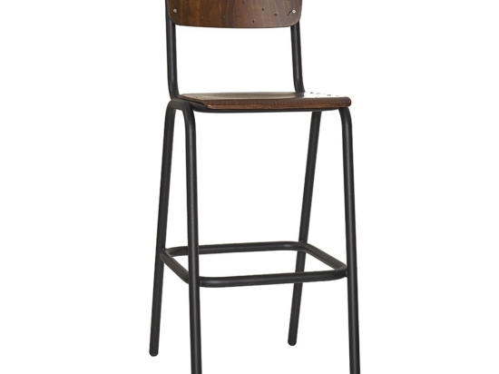Σκαμπό Μπαρ School/S 02-00-0852 55x44x114cm Anthracite-Walnut