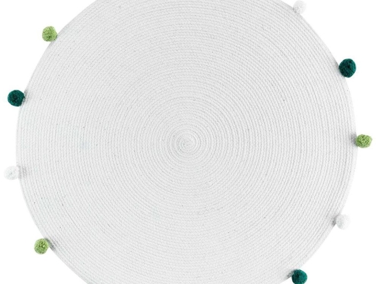 Χαλί Παιδικό Στρογγυλό 027.1609494 White-Green 90X90cm Round