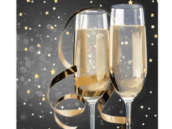 Χαρτοπετσέτες Τρίφυλλες Champagne Glass 027.6SEC254 25x25 (Σετ 20τμχ) Grey-Gold