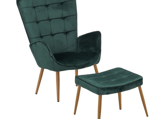 Πολυθρόνα Maddison Με Υποπόδιο 029-000244 Βελούδο 68x72x98cm Dark Green