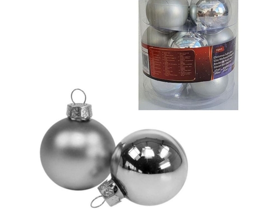 Χριστουγεννιάτικες Μπάλες 03.12121 (Σετ 12τμχ) 6cm Silver