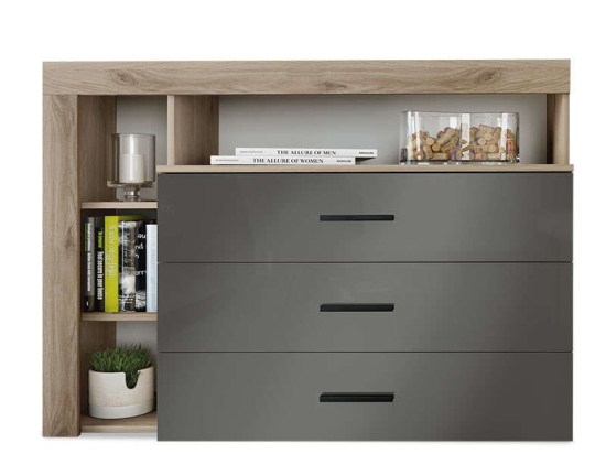 Συρταριέρα Cute 043-000094 120x43x89cm Natural-Anthracite Gloss
