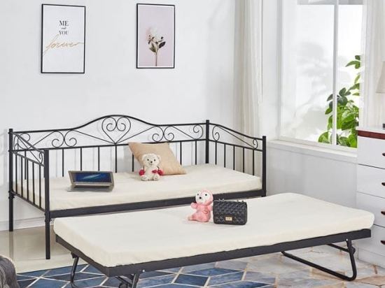 Καναπές Κρεβάτι 190Χ90 Black 85Χ185 HM571.01 Μέταλλο