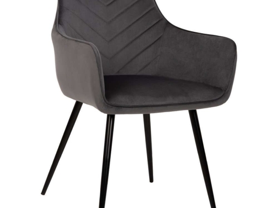Πολυθρόνα Latrell HM8582.01 55x57x84cm Με Μαύρα Μεταλλικά Πόδια Βελούδινη Grey Βελούδο, Μέταλλο