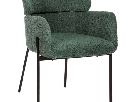 Πολυθρόνα Wolf HM8583.03 58x58x80cm Με Μεταλλικά Πόδια & Μπουκλέ Ύφασμα Petrol Ύφασμα