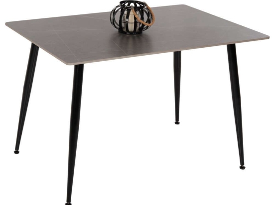 Τραπέζι Τραπεζαρίας Sintered Stone HM8589.01 120x80x76cm Marble Grey Πέτρα,Μέταλλο