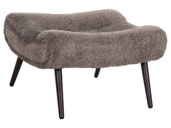 Σκαμπό - Υποπόδιο Kemba HM9606.01 68x58x40cm Με Πόδια Και Μπουκλέ Ύφασμα Grey Ξύλο,Ύφασμα
