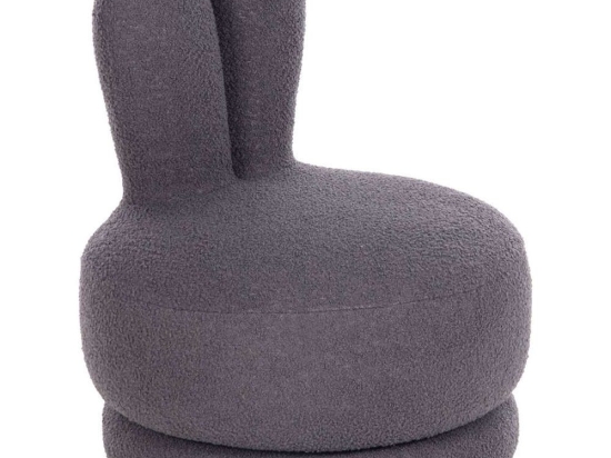 Σκαμπό Με Πλάτη Frivo HM9774.01 51x51x61cm Με Ύφασμα Teddy Grey Ύφασμα