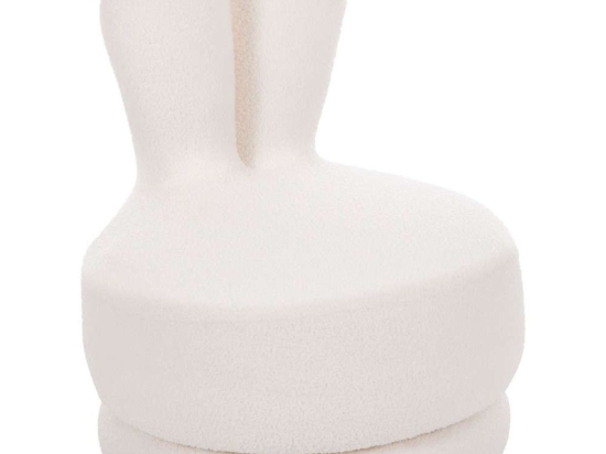 Σκαμπό Με Πλάτη Frivo HM9774.05 51x51x61cm Με Ύφασμα Teddy White Ύφασμα