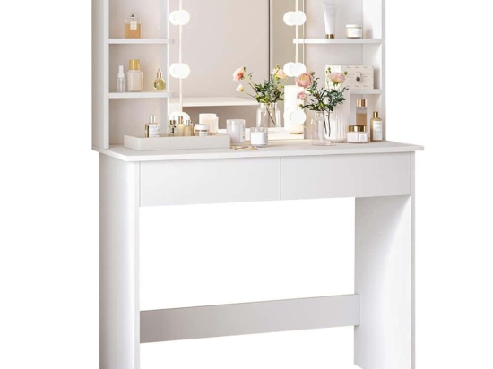 Τουαλέτα Με Καθρέπτη & Φως Led Lauryn HM2502.03 101,8x40x139,5cm White