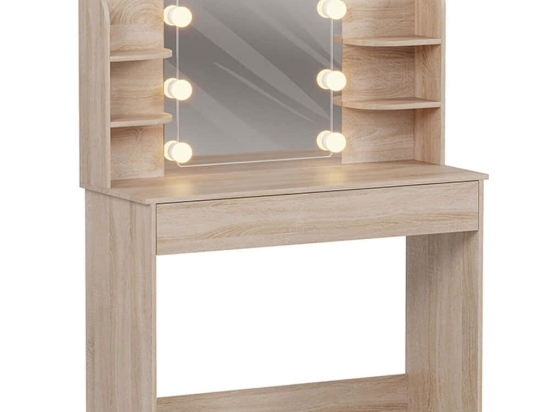 Τουαλέτα Με Καθρέπτη & Φως Led Lauryn HM2502.01 101,8x40x139,5cm Sonoma