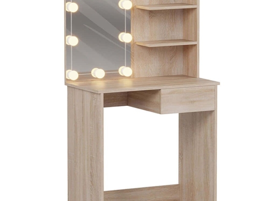 Τουαλέτα Με Καθρέπτη & Φως Led Lauryn HM2501.01 75x40x134,5cm Sonoma