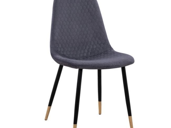Καρέκλα Lucille HM8552.01 Grey 45Χ56Χ81Υ εκ. Σετ 4τμχ Βελούδο, Μέταλλο