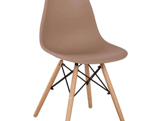 Καρέκλα Με κάθισμα Twist PP HM8460.25 46x50x82cm Cappuccino Σετ 4τμχ Ξύλο,Πολυπροπυλένιο