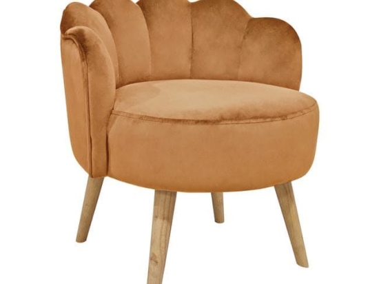 Σκαμπό Elise HM8628.09 Gold 55x53x61Υ εκ. Βελούδο, Ξύλο