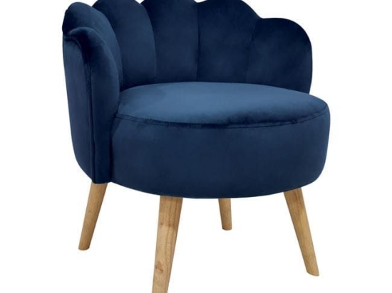 Σκαμπό Elise HM8628.08 Blue 55x53x61Υ εκ. Βελούδο, Ξύλο
