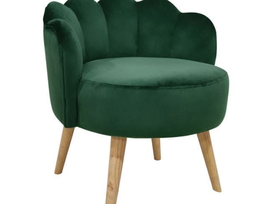Σκαμπό Elise HM8628.03 Dark Green 55x53x61Υ εκ. Βελούδο, Ξύλο