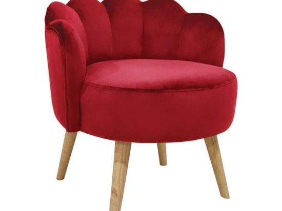 Σκαμπό Elise HM8628.06 Red 55x53x61Υ εκ. Βελούδο, Ξύλο