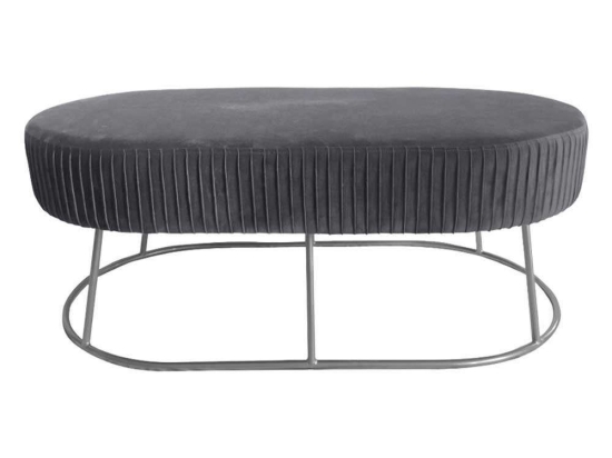 Σκαμπό-Παγκάκι Alinafe HM8635.01 118Χ66Χ42Y cm Grey-Silver Βελούδο, Μέταλλο