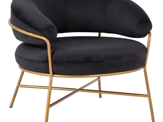 Πολυθρόνα Trudi HM8639.04 83x75x76Υcm Black-Gold Βελούδο, Μέταλλο