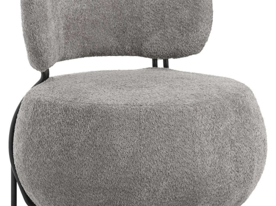 Πολυθρόνα Στρογγυλή Karsen HM9598.01 79x78,5x76cm Με Μπουκλέ Ύφασμα Grey ΥΦΑΣΜΑ