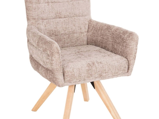 Πολυθρόνα Gazer HM9845.04 66x63x91cm Beige Rubberwood,Ύφασμα