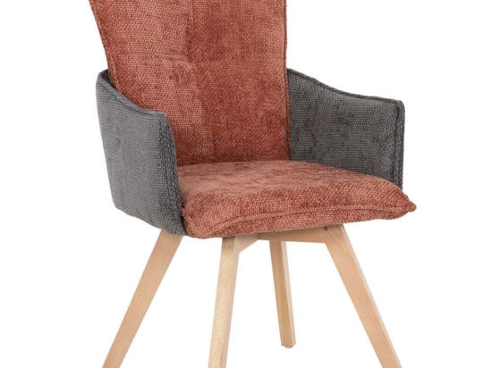 Πολυθρόνα Rex HM9847.06 53x60x93cm Terracotta-Grey Ξύλο,Ύφασμα