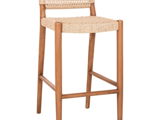 Σκαμπό Bar Rosco HM6134 47x52x100cm Natural-Beige Ξύλο,Σχοινί
