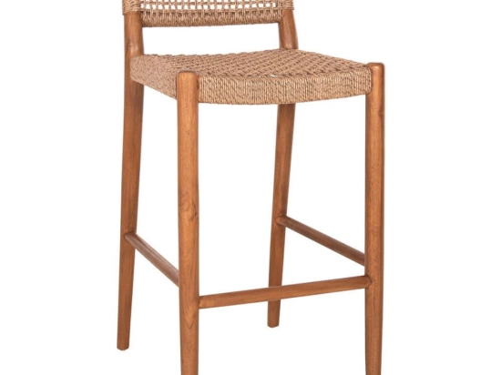 Σκαμπό Bar Rosco HM6134.01 47x52x100cm Walnut-Brown Ξύλο,Σχοινί