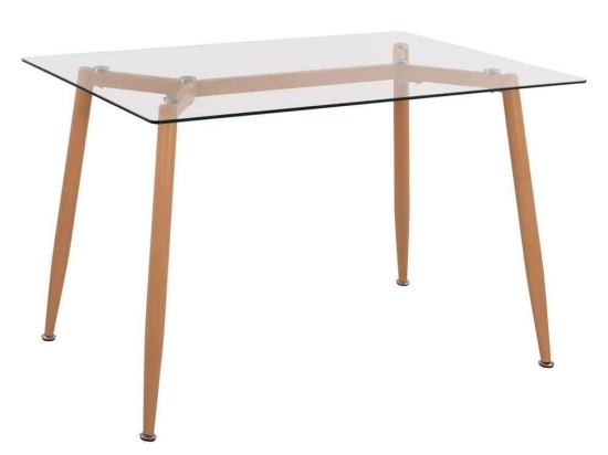 Τραπέζι HM8498.02 120X70X75,5Υcm Natural-Clear Μέταλλο,Γυαλί