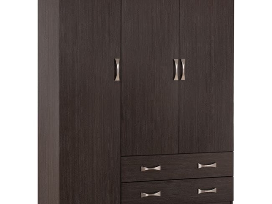 Ντουλάπα Carly HM384.01 Τρίφυλλη Με Δύο Συρτάρια 150x55x180cm Zebrano Τρίφυλλη Μελαμίνη
